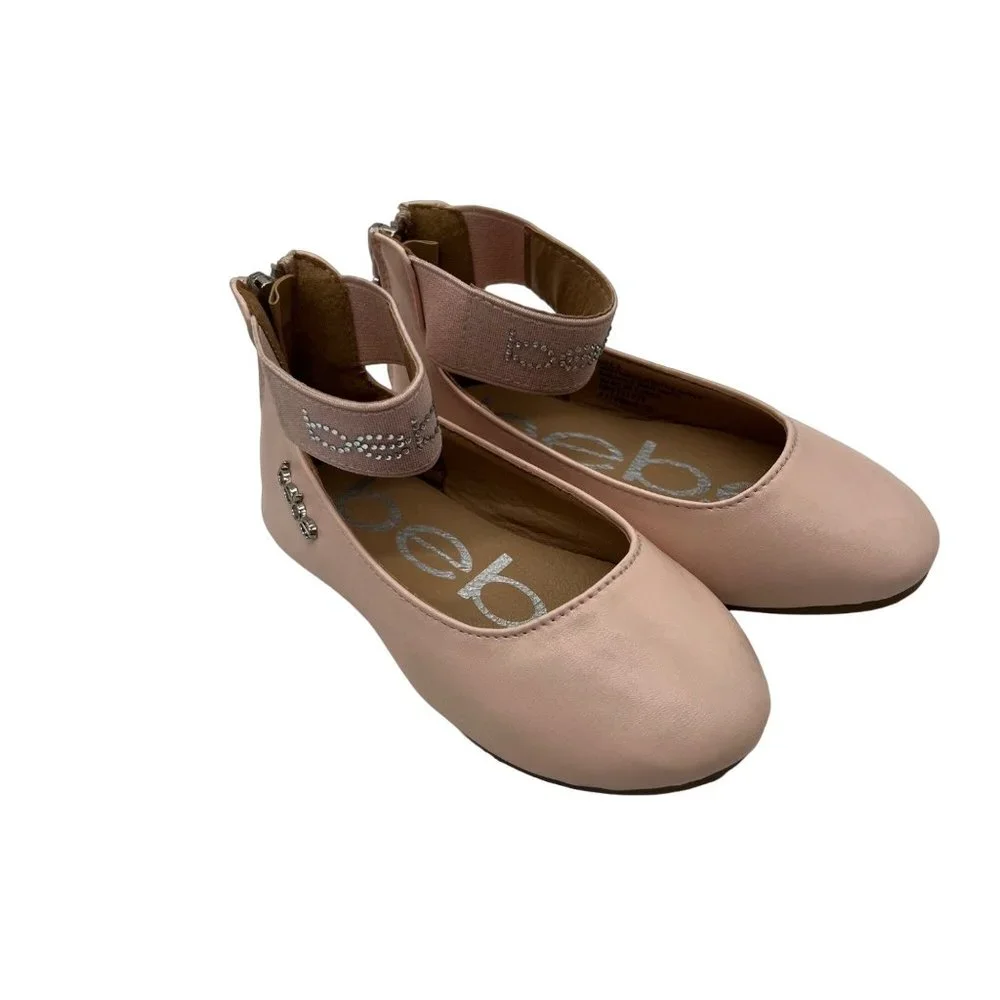 Bebe Ballet Flats Shoes Toddler Size 7 Pink Barbie Gem Logo Strappy